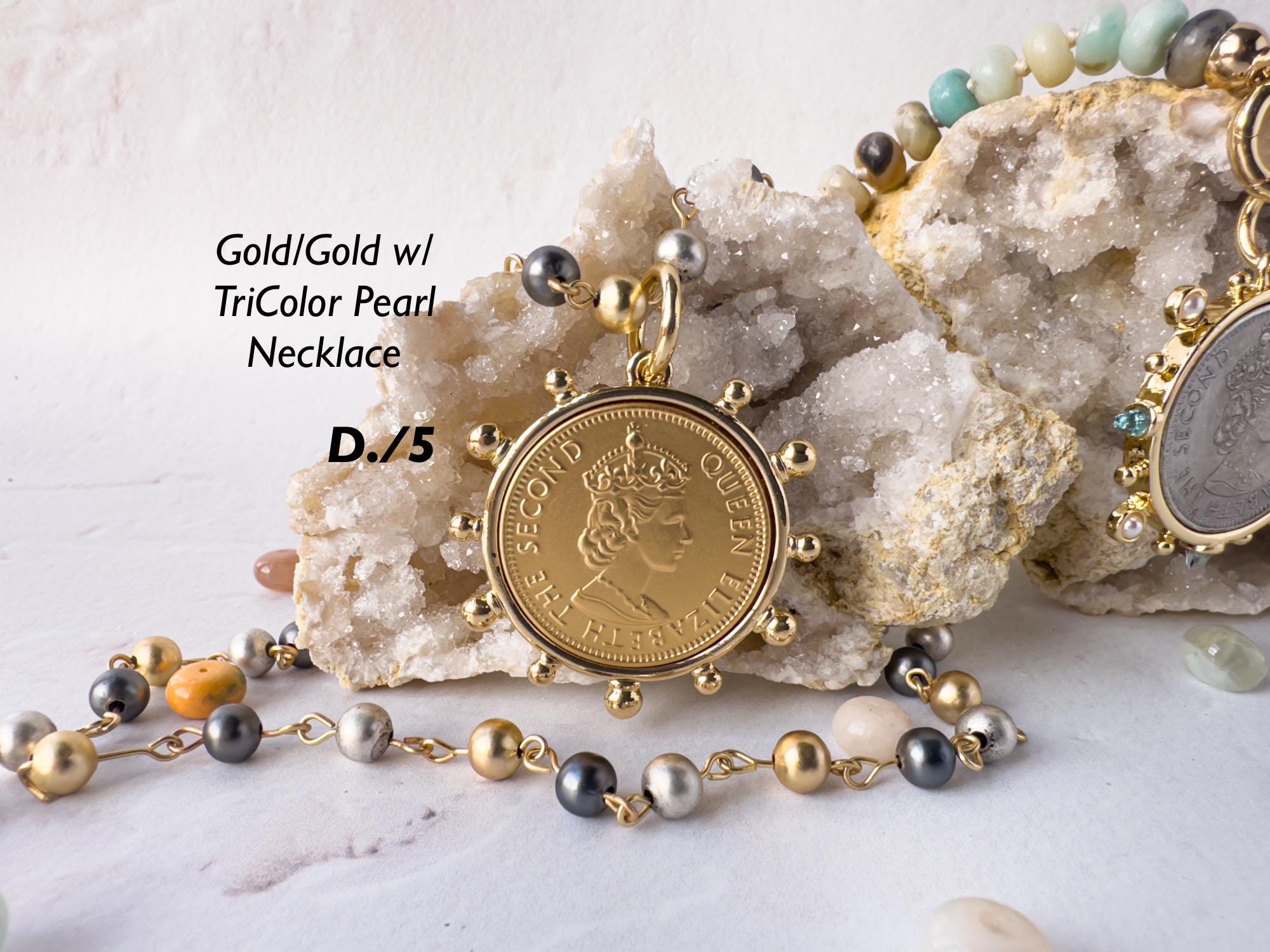 Customizable Queen Elizabeth Coin Pendant Necklace - Gift for the Socialite - Thumbnail 4