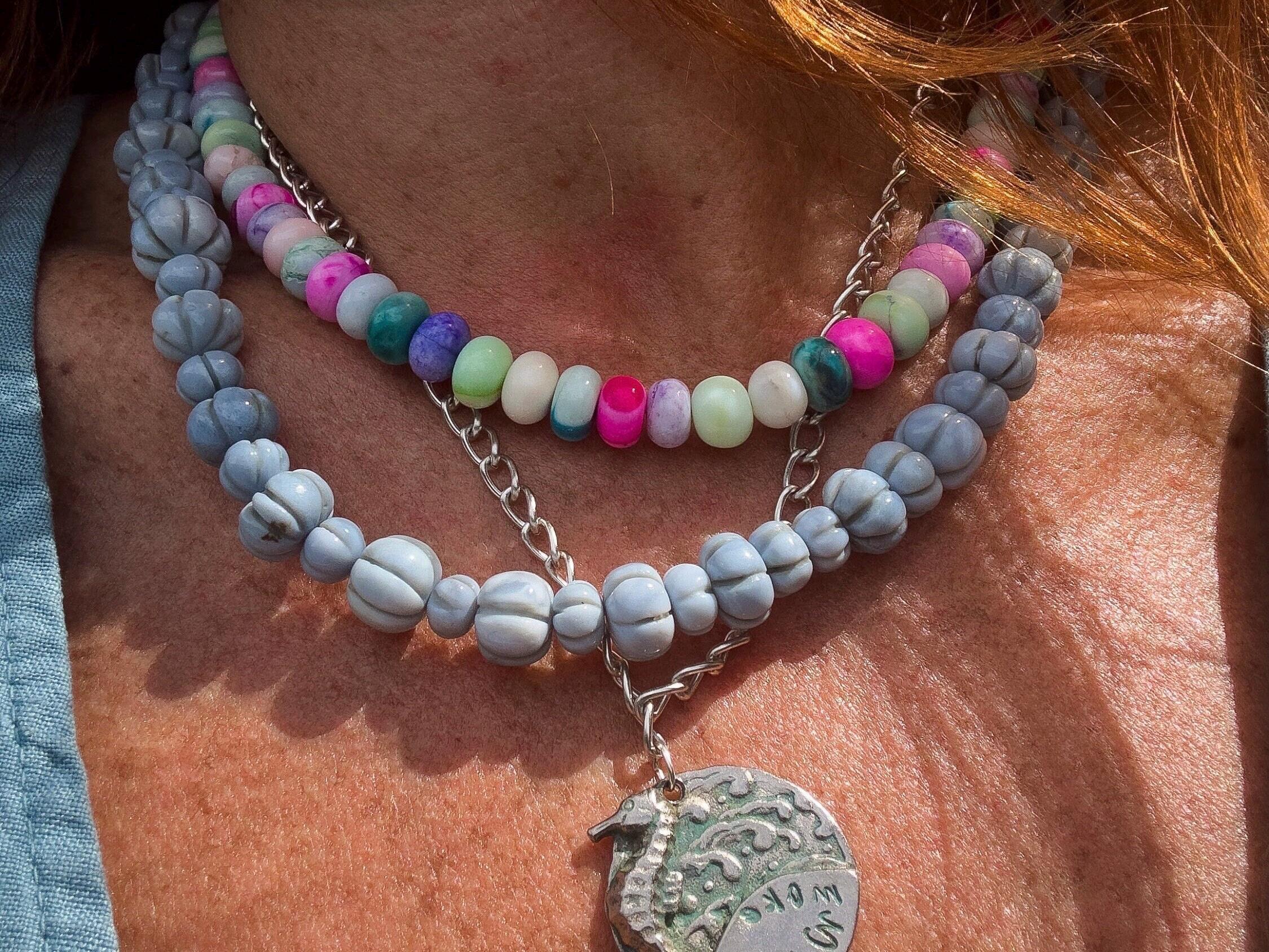 Vibrant Multicolored Candy Choker - Opal Layer Necklace for the Boho Chic - Thumbnail 5