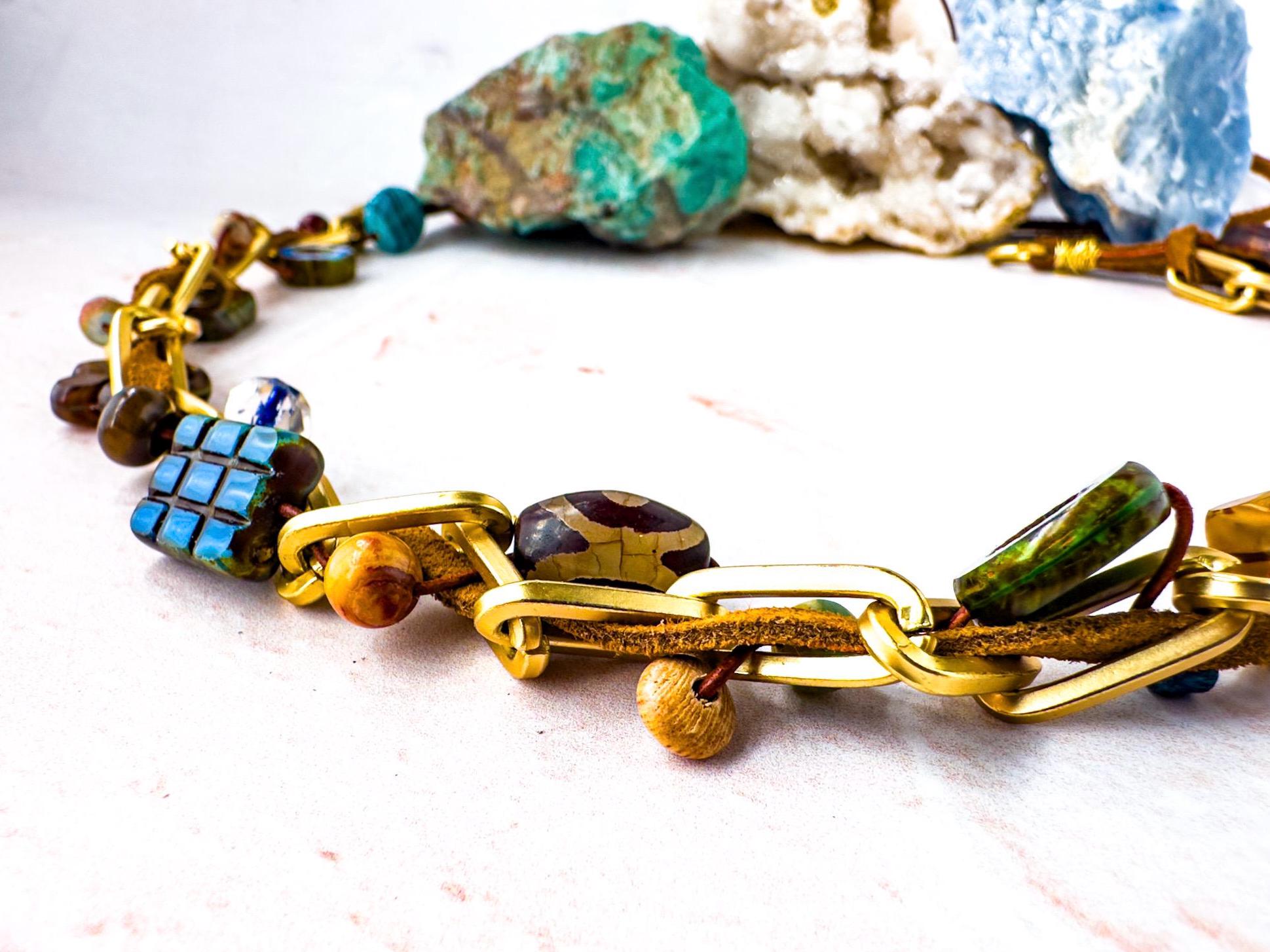 Handmade Boho Beaded Necklace - One-of-a-kind  Artisan Design Jewelry - Thumbnail 5