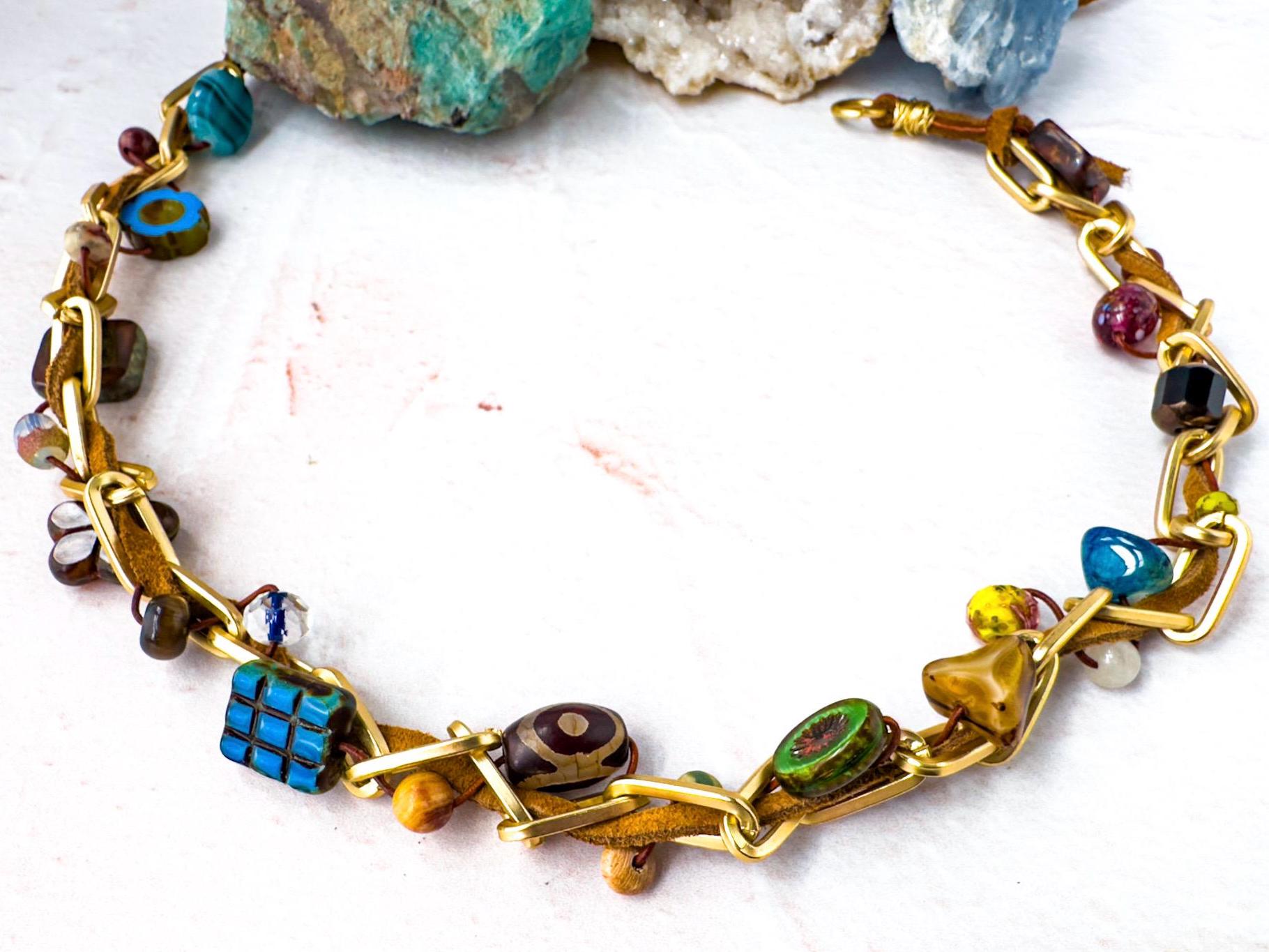 Handmade Boho Beaded Necklace - One-of-a-kind  Artisan Design Jewelry - Thumbnail 7