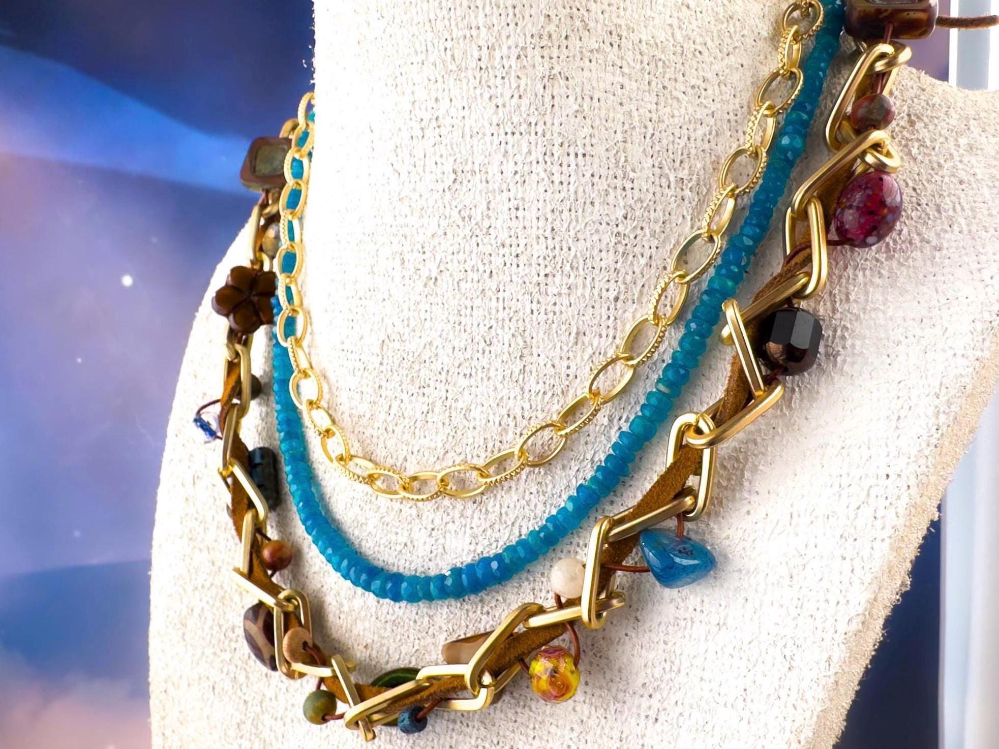 Handmade Boho Beaded Necklace - One-of-a-kind  Artisan Design Jewelry - Thumbnail 2