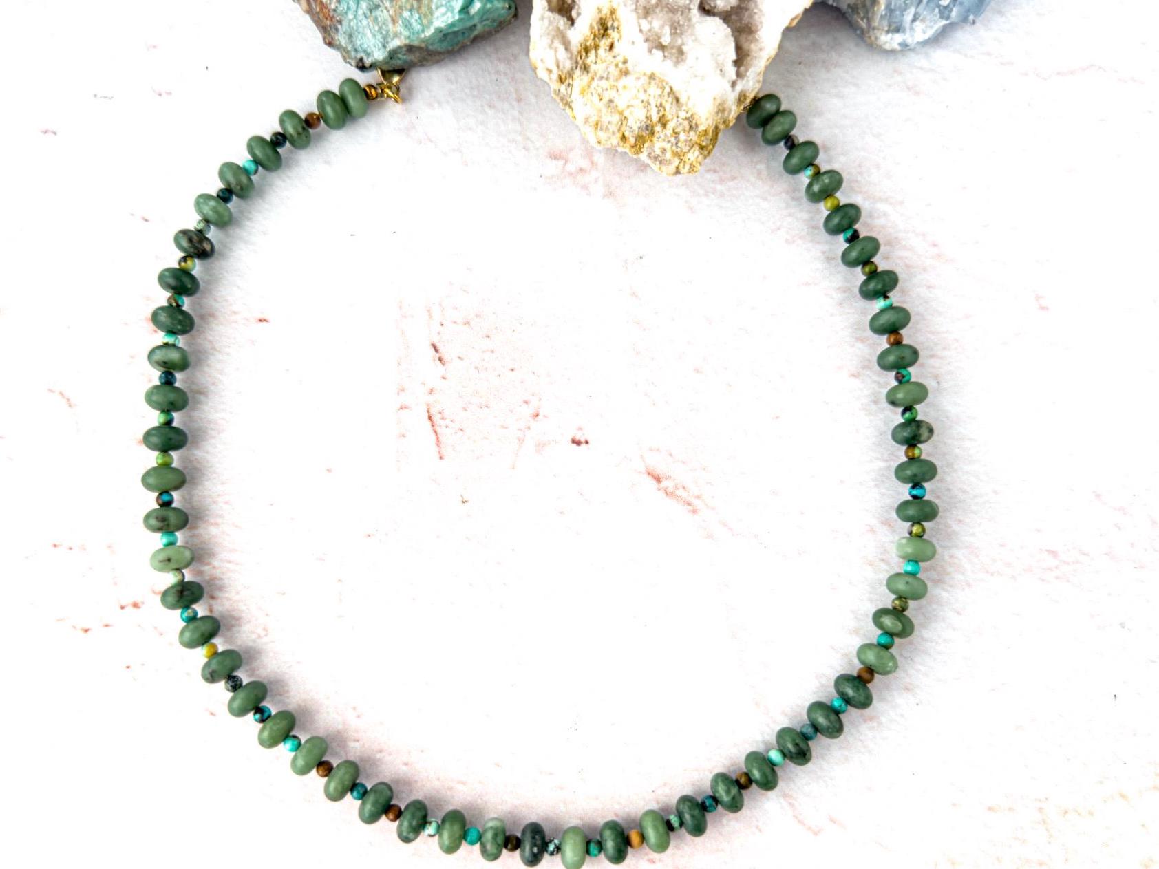 Shades of Green Gemstone Necklace - Gift for the Nature Lover - Thumbnail 5