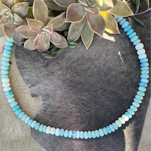 Light Blue Opal Candy Necklace - “Seabreeze” Rondelle Gemstone Healing Jewelry