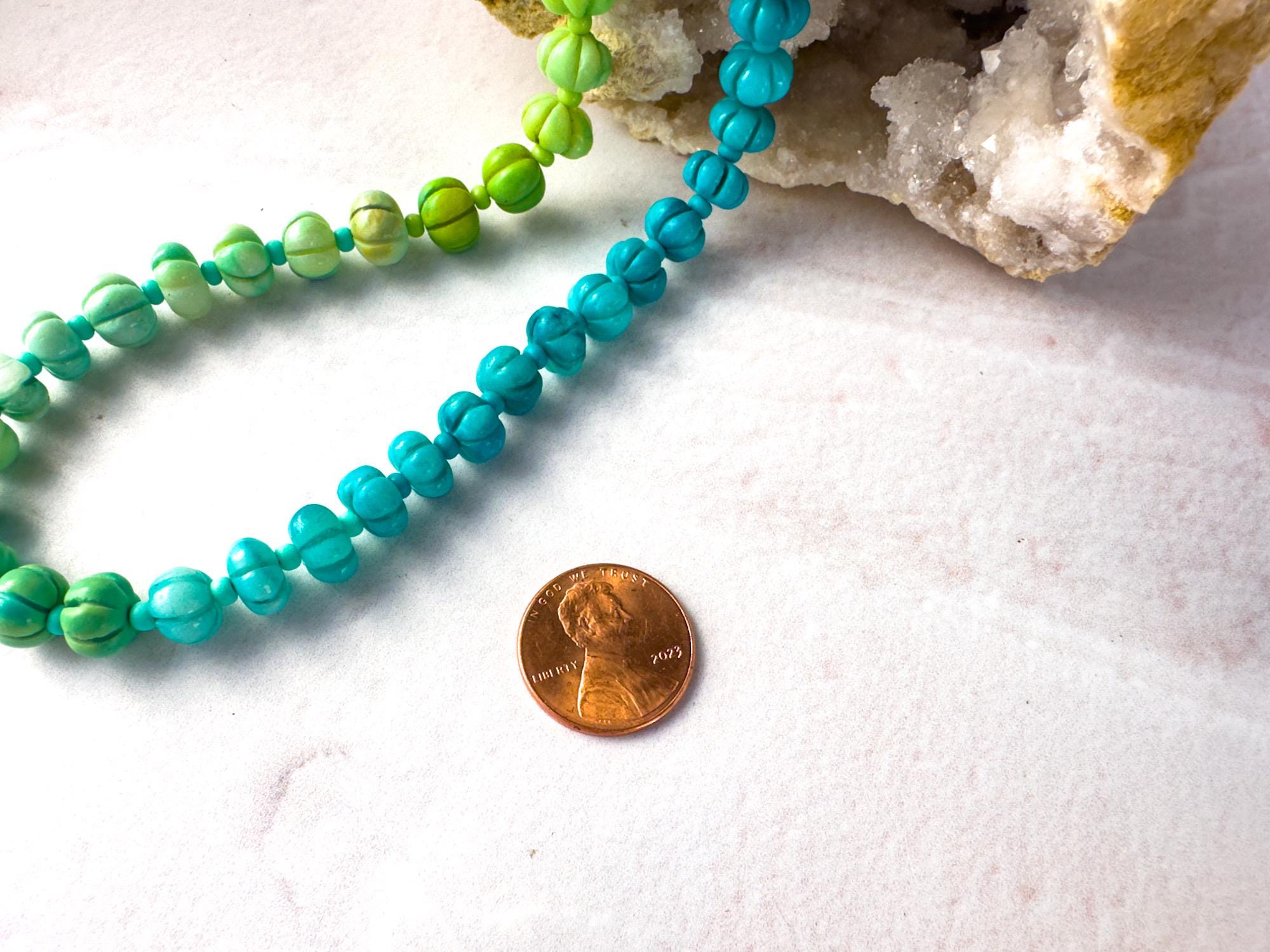 Vibrant Blue and Green Carved Opal  Necklace - Gift for the Artsian - Thumbnail 3