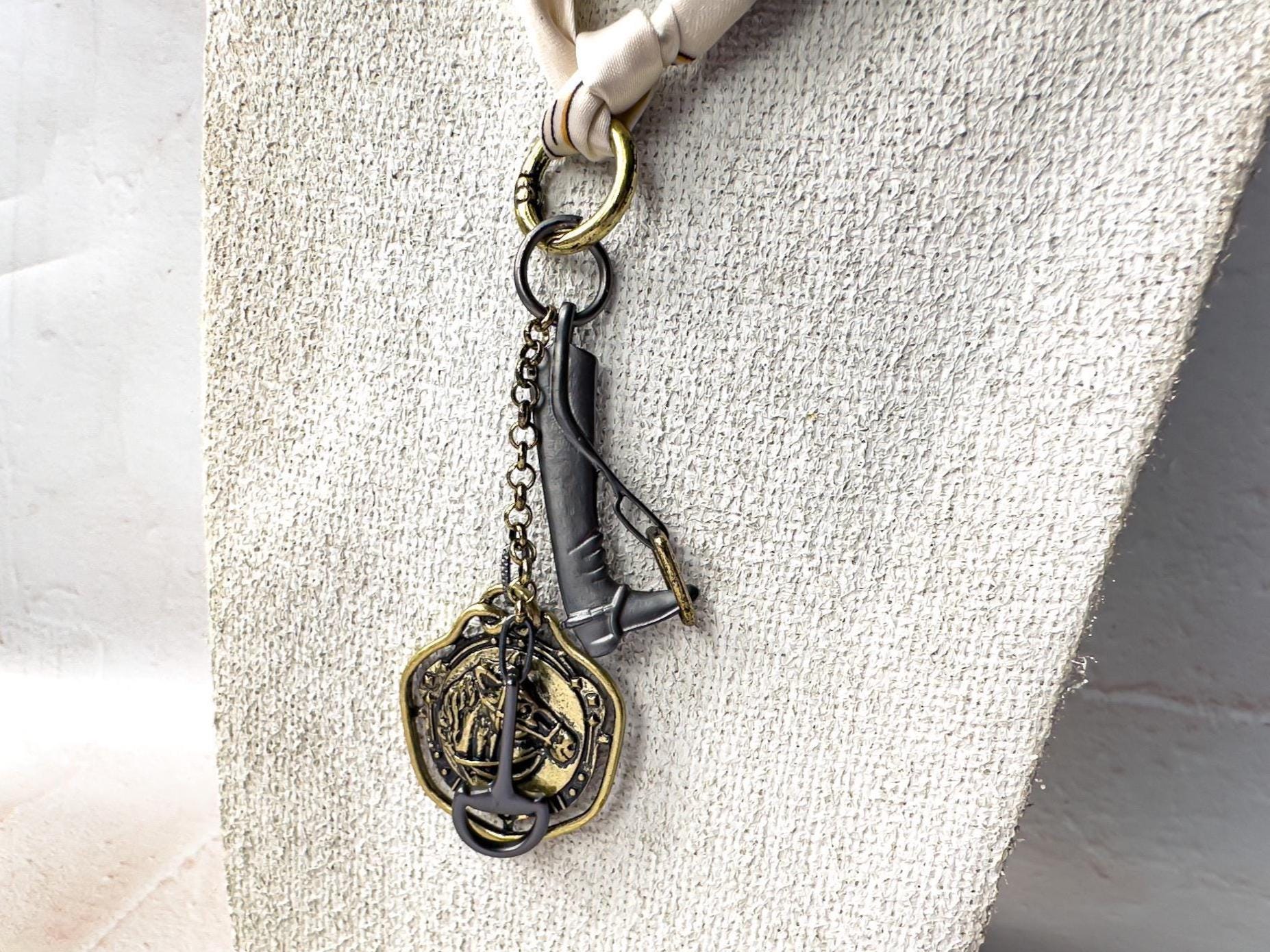 Equine Scarf Necklace with Pendant - Gift for the Equestrian - Thumbnail 2