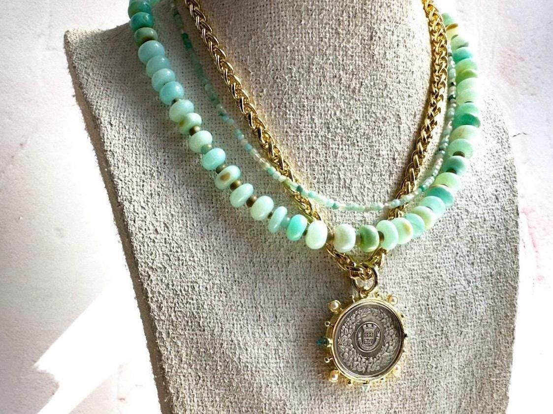 French Vintage-Style Coin Necklace - Customizable Pendant Necklace - Thumbnail 5