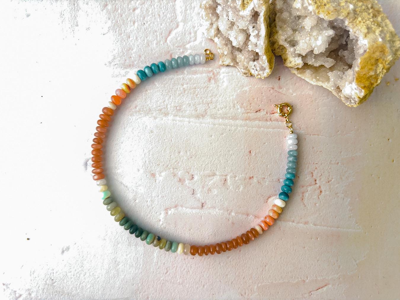 Mojave Desert Opal Statement Necklace -  Earthtoned Gemstone Pendant Necklace - Thumbnail 5