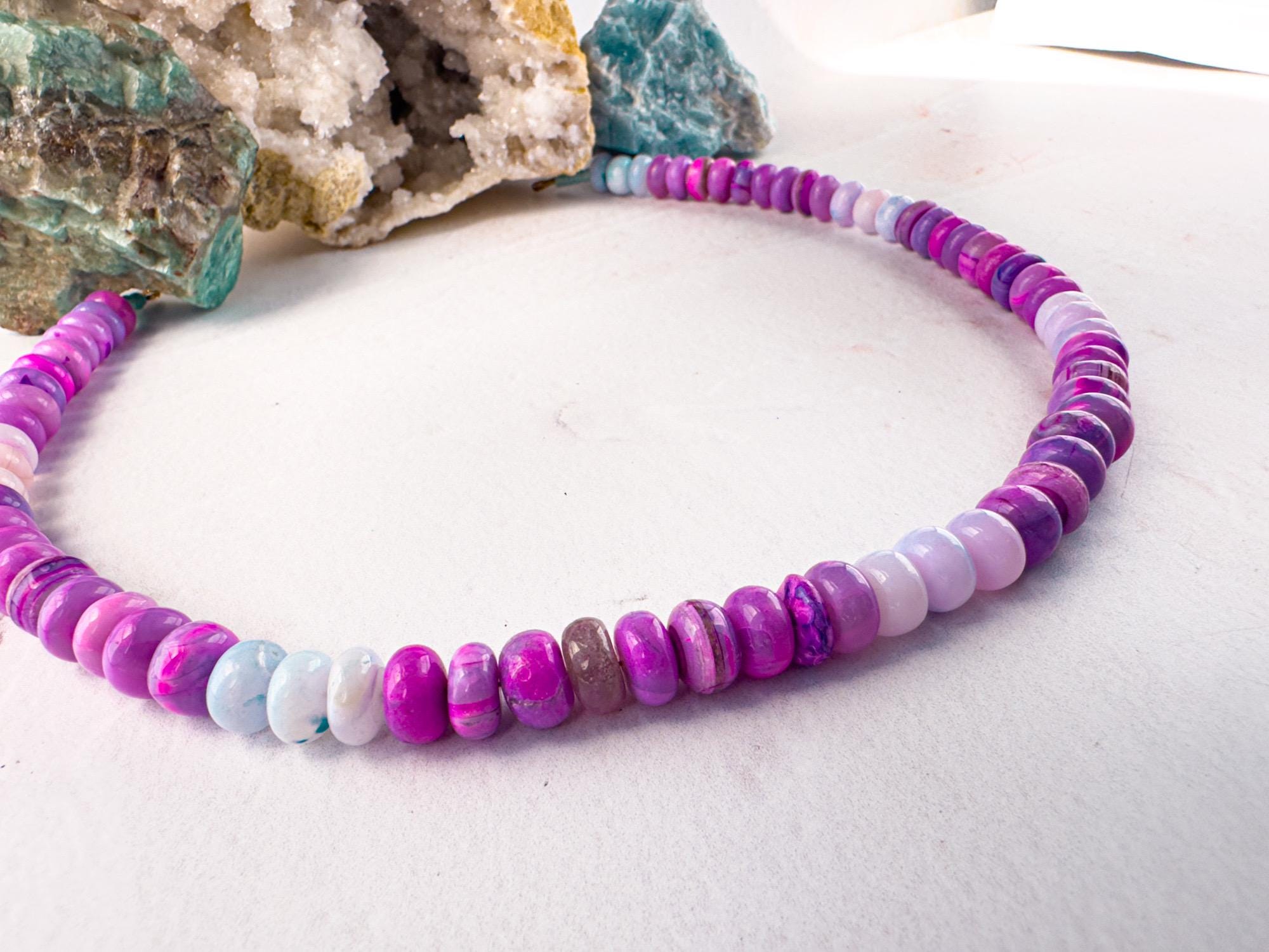 Rare Shades of Lavendar Opal Candy Necklace - The Perfect Gemstone Layer Statement Piece - Thumbnail 7