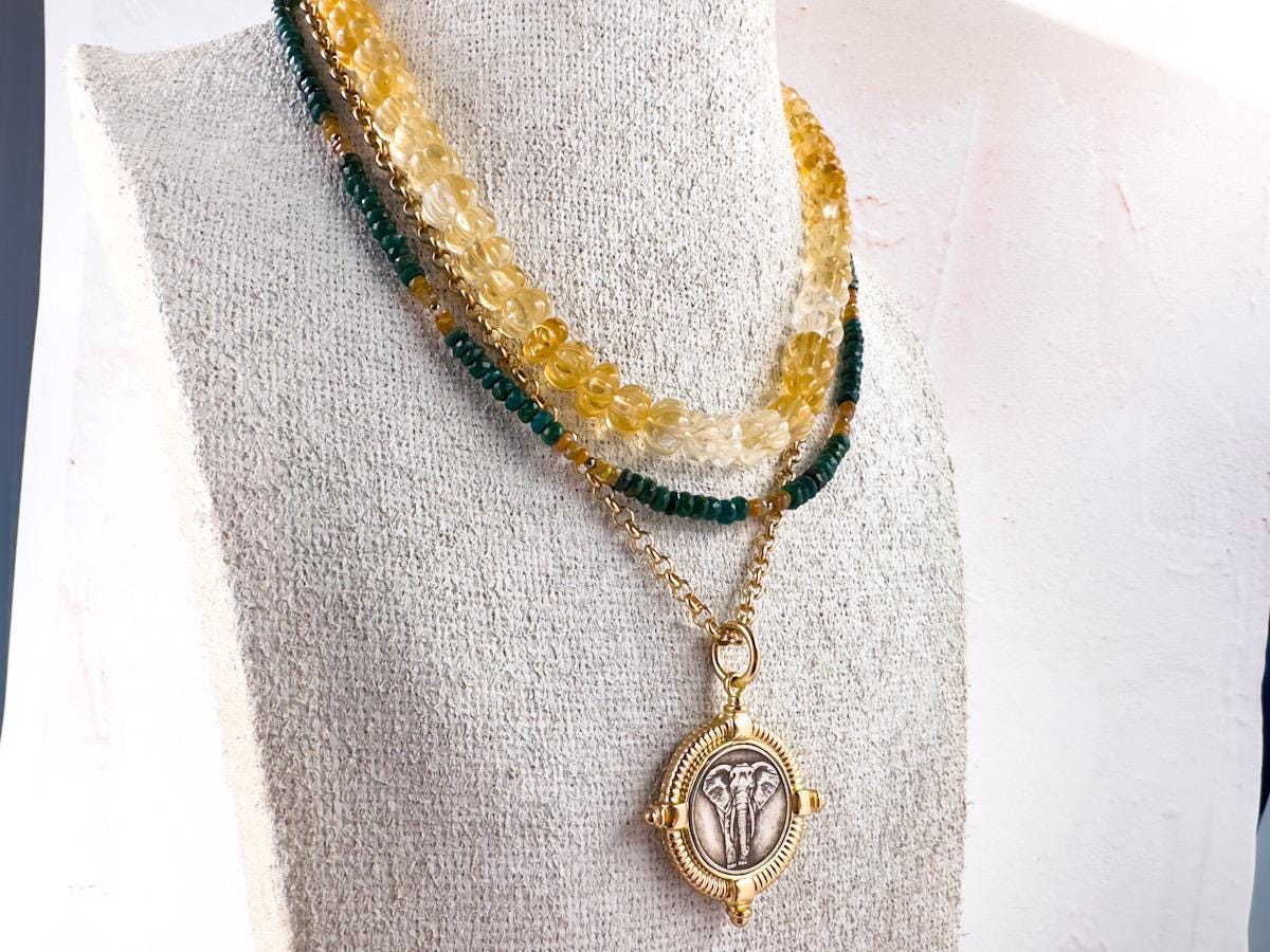 Emerald Green Hand Cut Ethiopian Opal Necklace with Gold Accents - Gift for Wife - Thumbnail 6