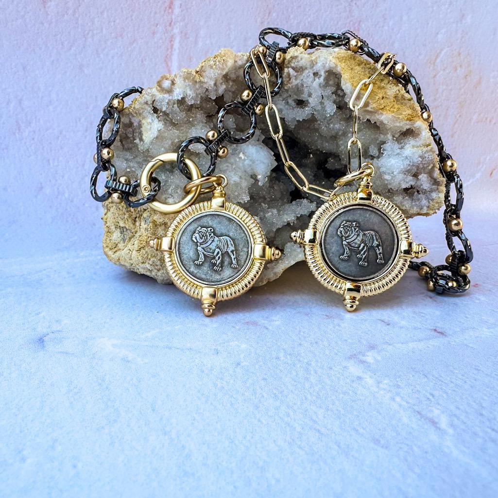 Bulldog Lovers Gold Coin Necklace - College Bulldog Mascot Jewelry - Perfect Gift for The Bulldog Lover - Thumbnail 6