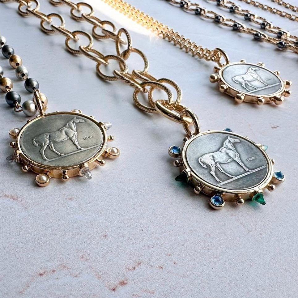 Customizable Equestrian Coin Necklace - Classic Layer Pendant Jewelry