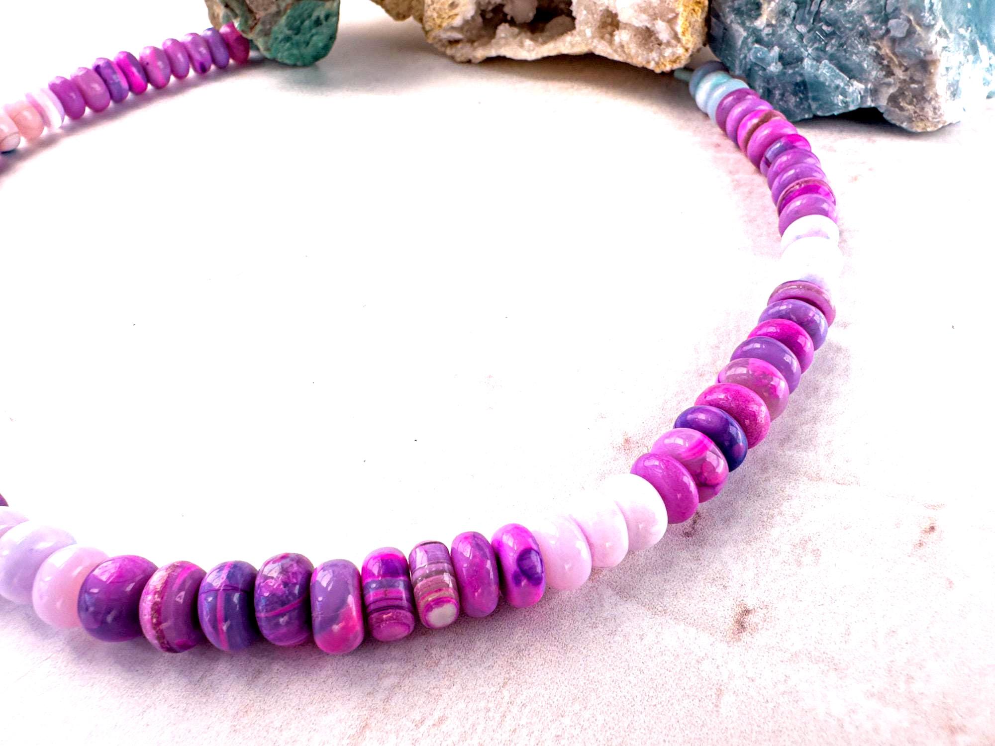 Rare Shades of Lavendar Opal Candy Necklace - The Perfect Gemstone Layer Statement Piece - Thumbnail 2