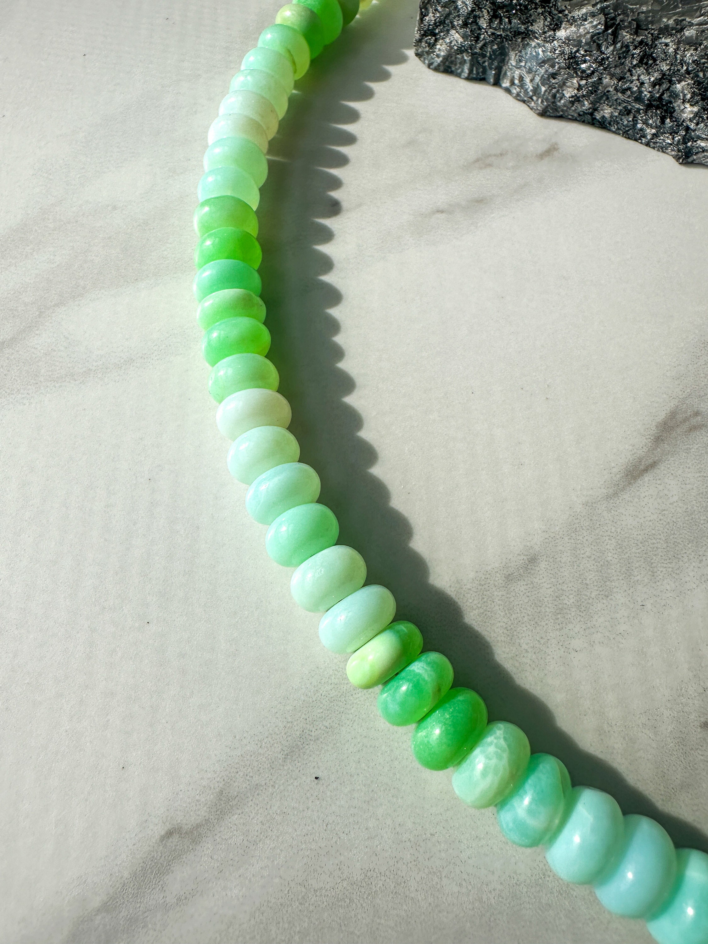 Shades of Green Opal Candy Necklace - Rondelle Pantone Gemstone Jewelry - Thumbnail 3