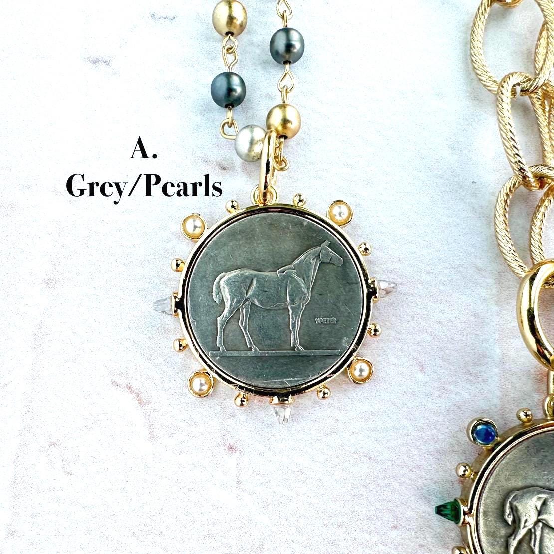 Customizable Equestrian Coin Necklace - Classic Layer Pendant Jewelry - Thumbnail 3