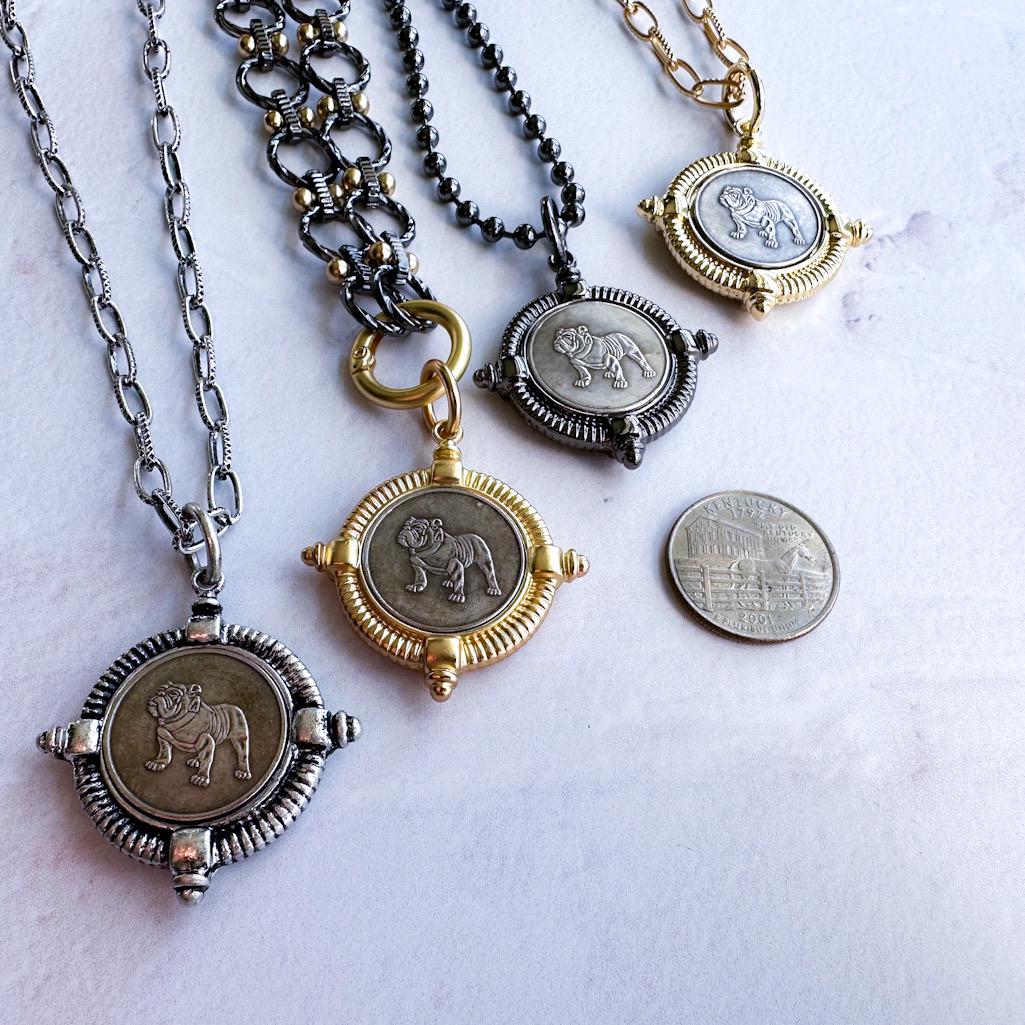 Bulldog Lovers Gold Coin Necklace - College Bulldog Mascot Jewelry - Perfect Gift for The Bulldog Lover - Thumbnail 3