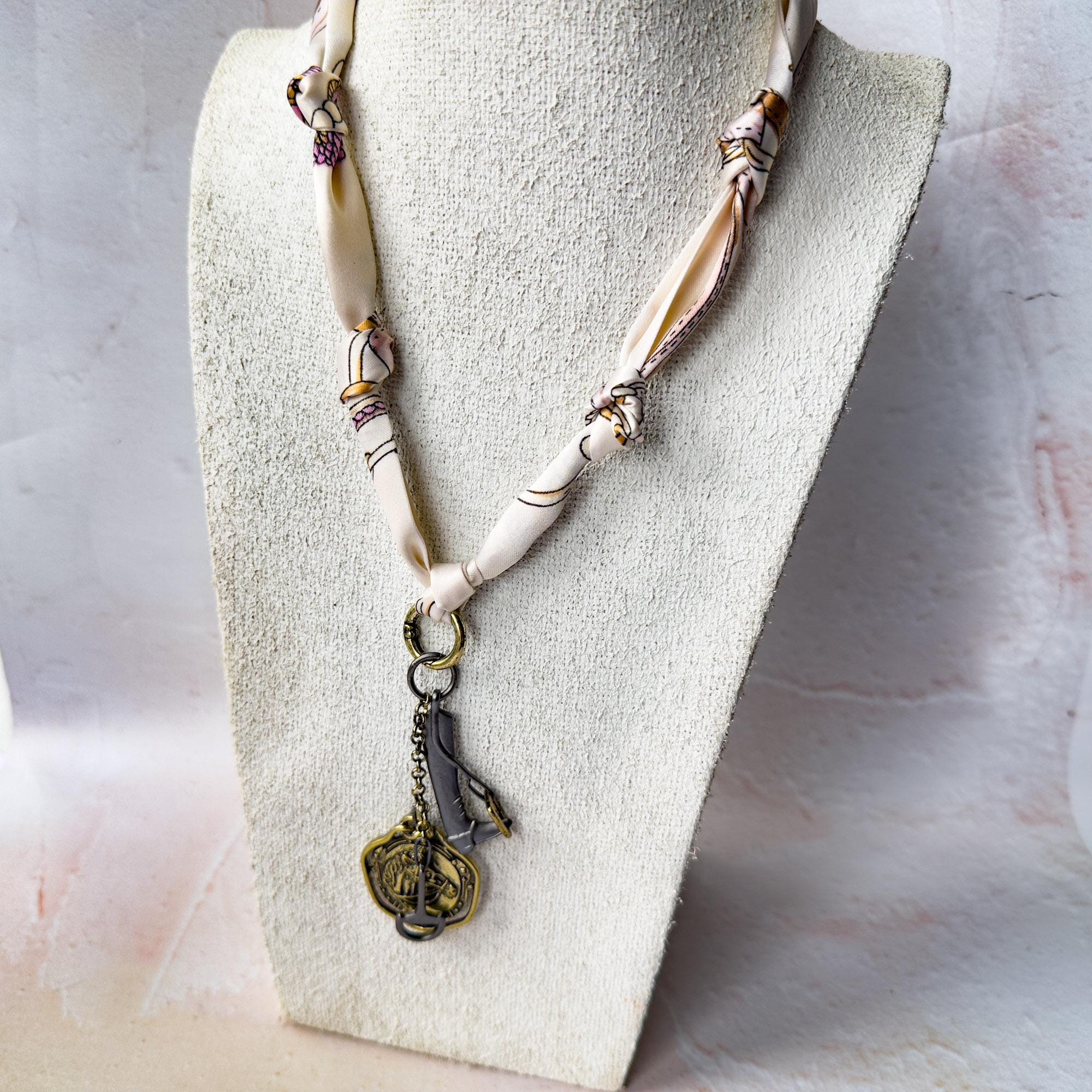 Equine Scarf Necklace with Pendant - Gift for the Equestrian - Thumbnail 6