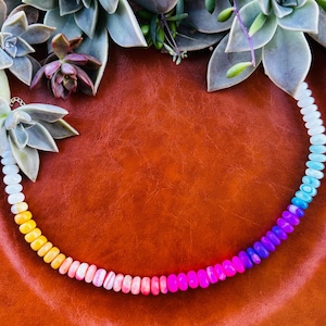 Multi Colored Boho Opal Candy Necklace - Bright Rondelle Gemstone Jewelry - Gift for Boho Chic