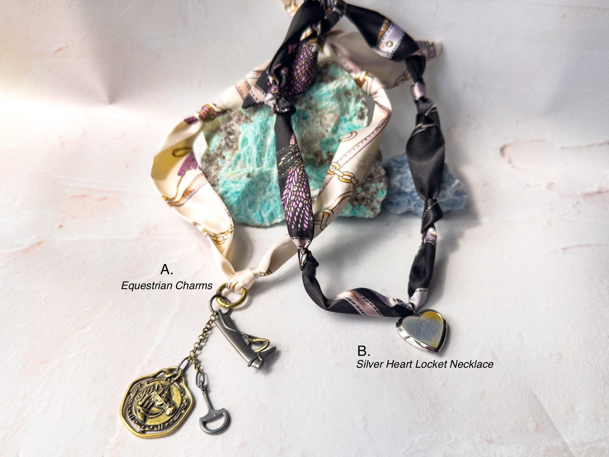 Equine Scarf Necklace with Pendant - Gift for the Equestrian - Thumbnail 4