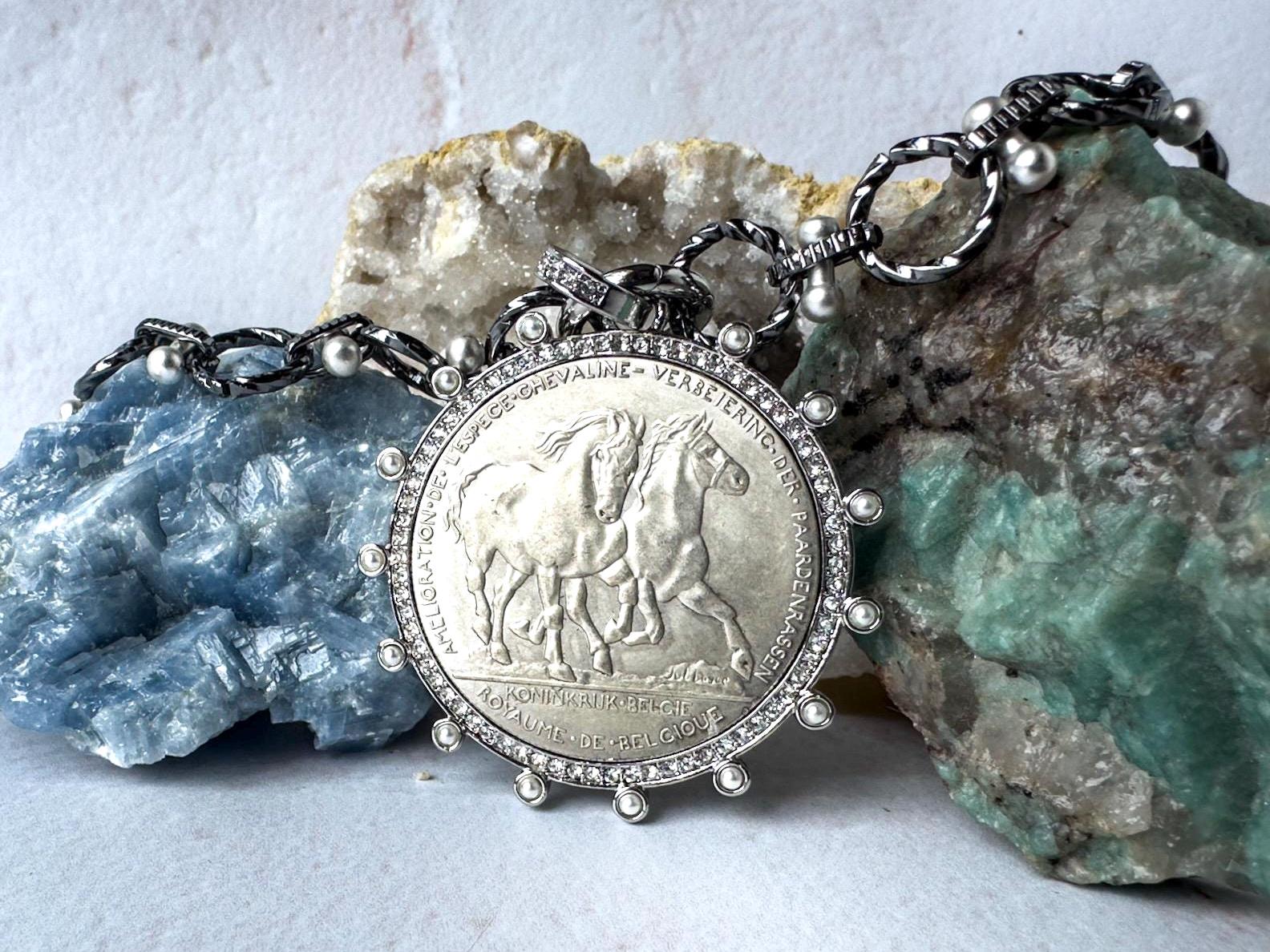 Exquisite Silver Horse Coin Statement Necklaces - Bold Equestrian-Inspired Jewelry