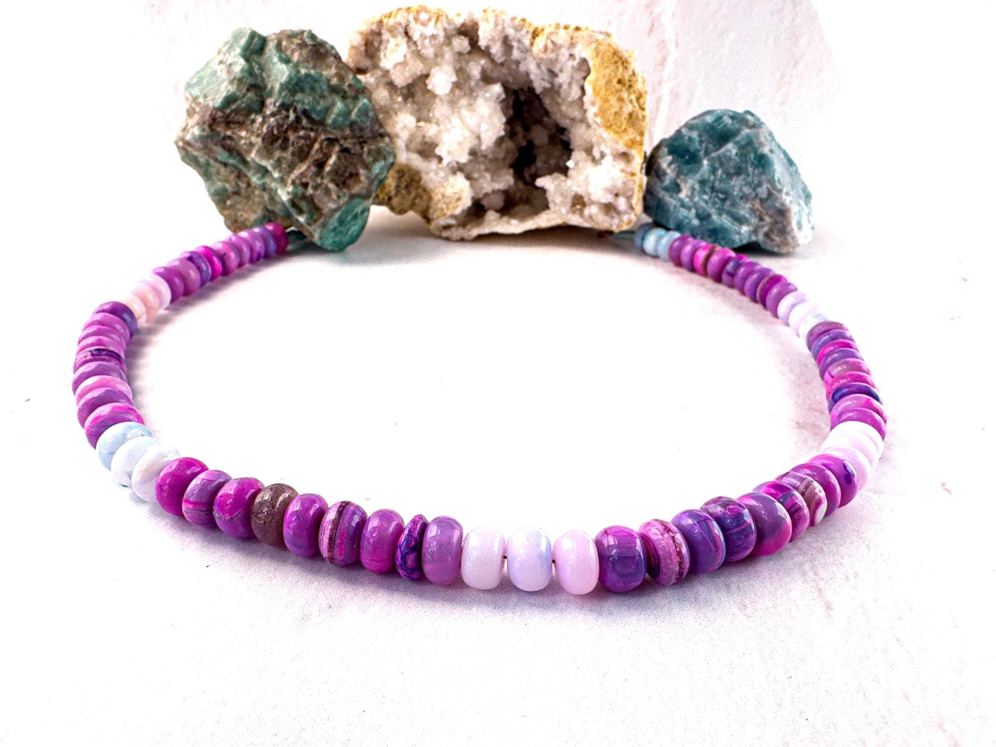 Rare Shades of Lavendar Opal Candy Necklace - The Perfect Gemstone Layer Statement Piece - Thumbnail 6