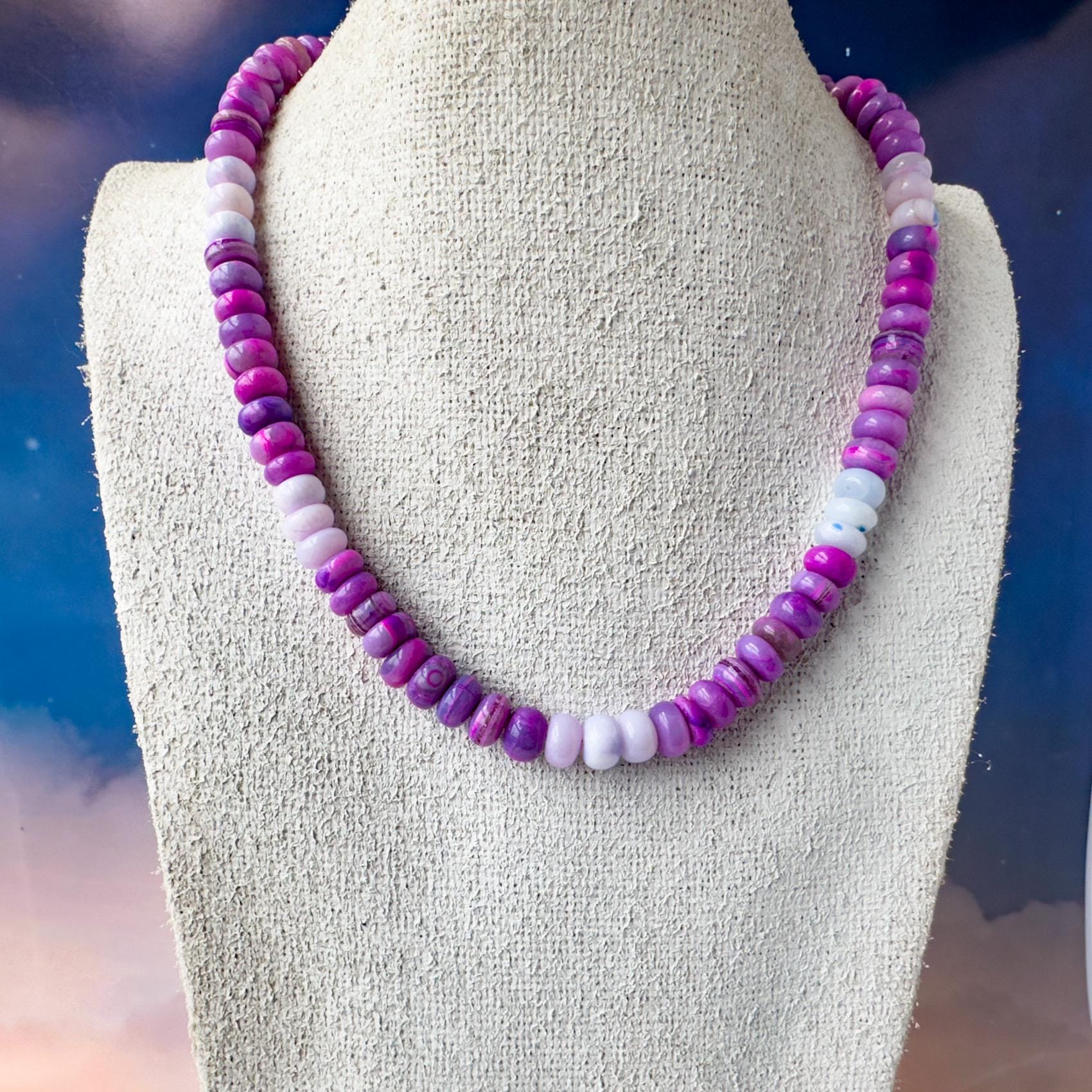 Rare Shades of Lavendar Opal Candy Necklace - The Perfect Gemstone Layer Statement Piece - Thumbnail 5