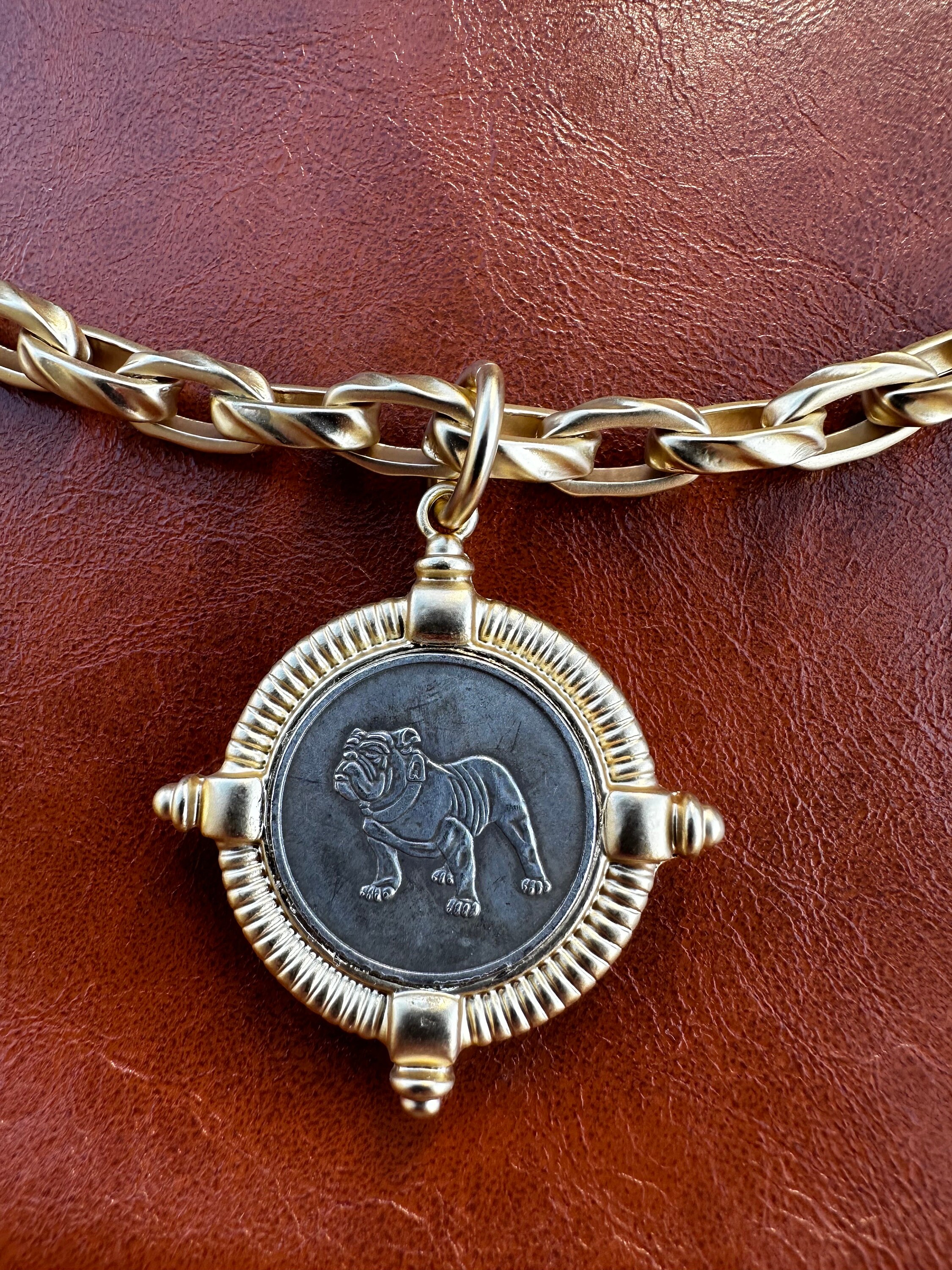 Bulldog Lovers Gold Coin Necklace - College Bulldog Mascot Jewelry - Perfect Gift for The Bulldog Lover - Thumbnail 4