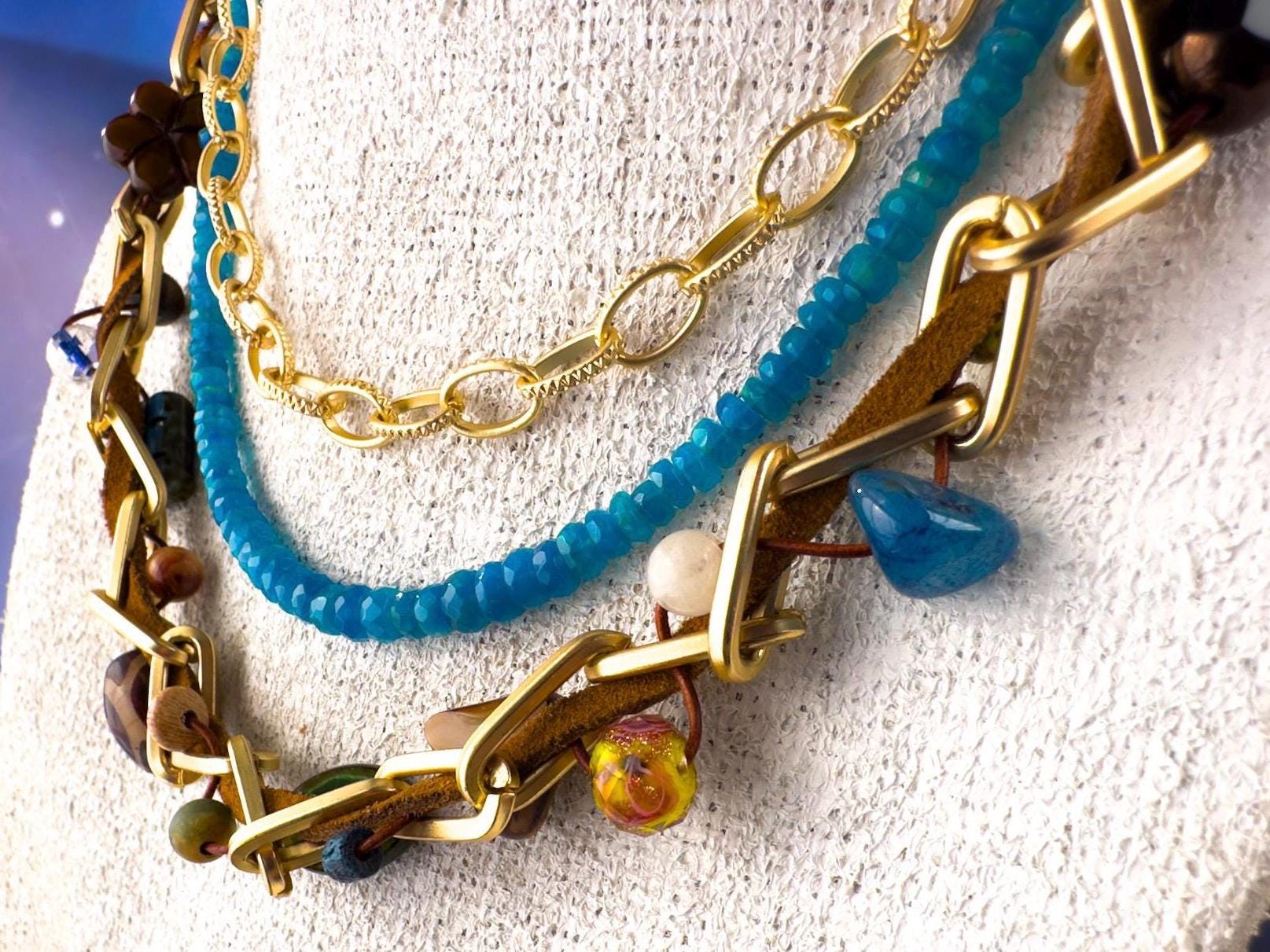 Handmade Boho Beaded Necklace - One-of-a-kind  Artisan Design Jewelry - Thumbnail 6