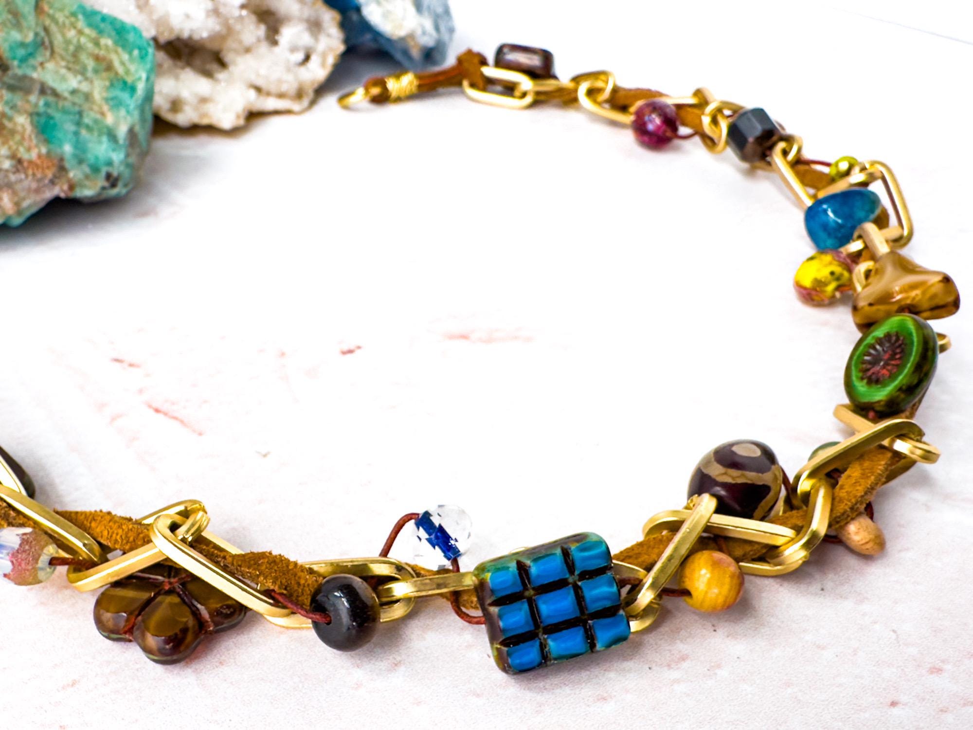 Handmade Boho Beaded Necklace - One-of-a-kind  Artisan Design Jewelry - Thumbnail 4