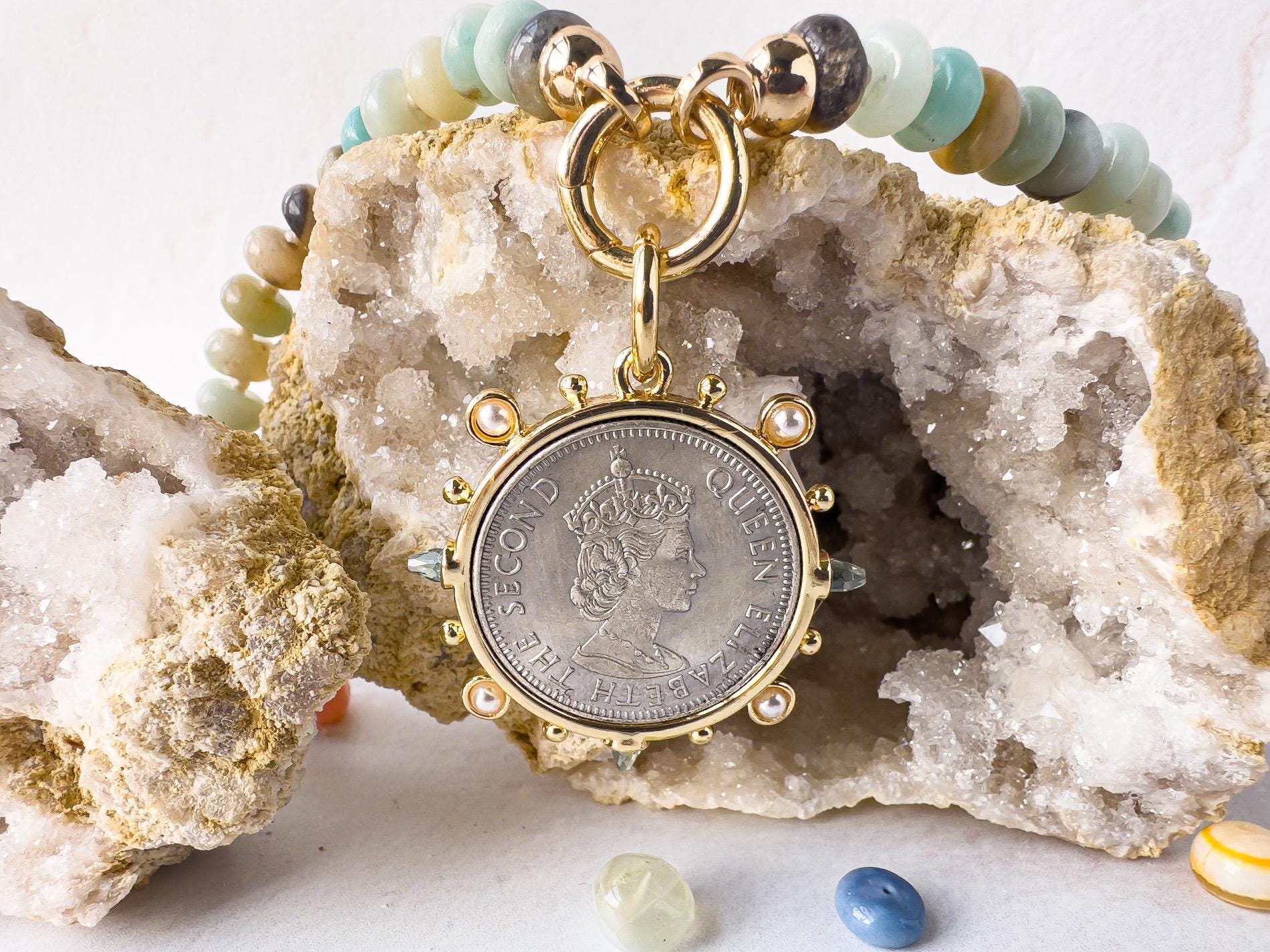 Customizable Queen Elizabeth Coin Pendant Necklace - Gift for the Socialite - Thumbnail 3