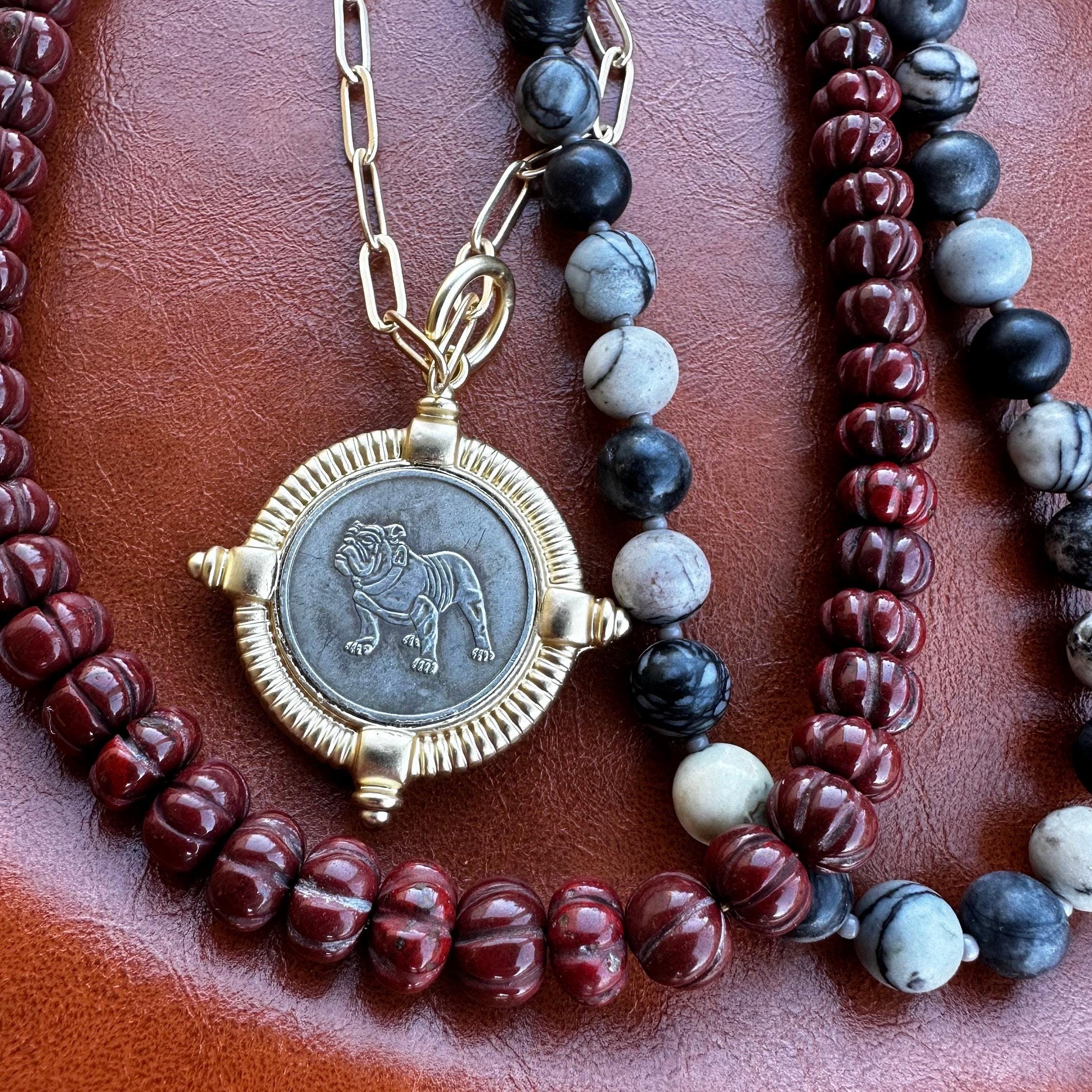 Bulldog Lovers Gold Coin Necklace - College Bulldog Mascot Jewelry - Perfect Gift for The Bulldog Lover - Thumbnail 2