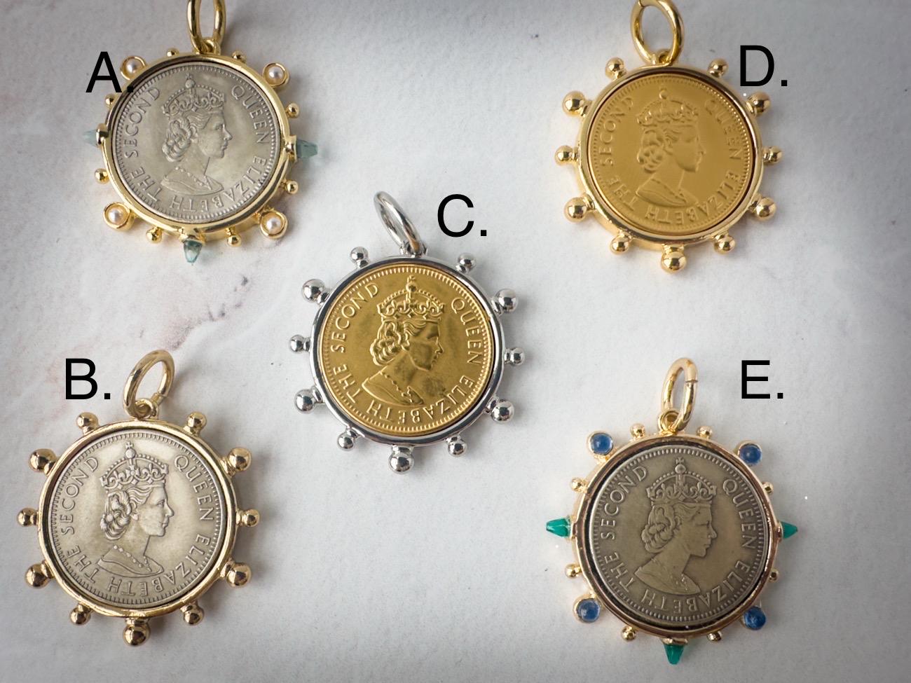 Customizable Queen Elizabeth Coin Pendant Necklace - Gift for the Socialite - Thumbnail 5