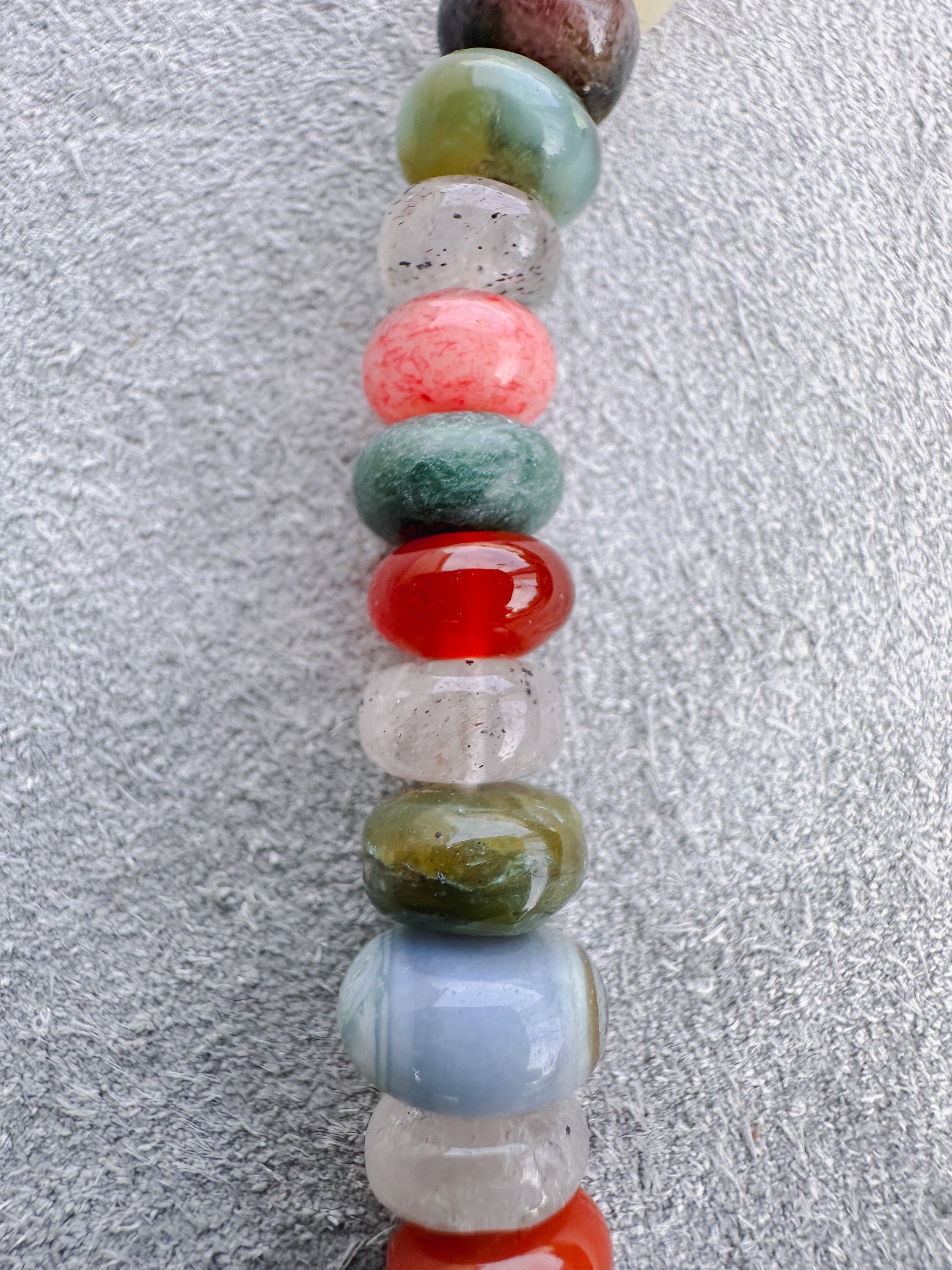 Earth Toned Candy Gemstone Necklace - Handmade Rondelle Beaded Jewelry - Thumbnail 7