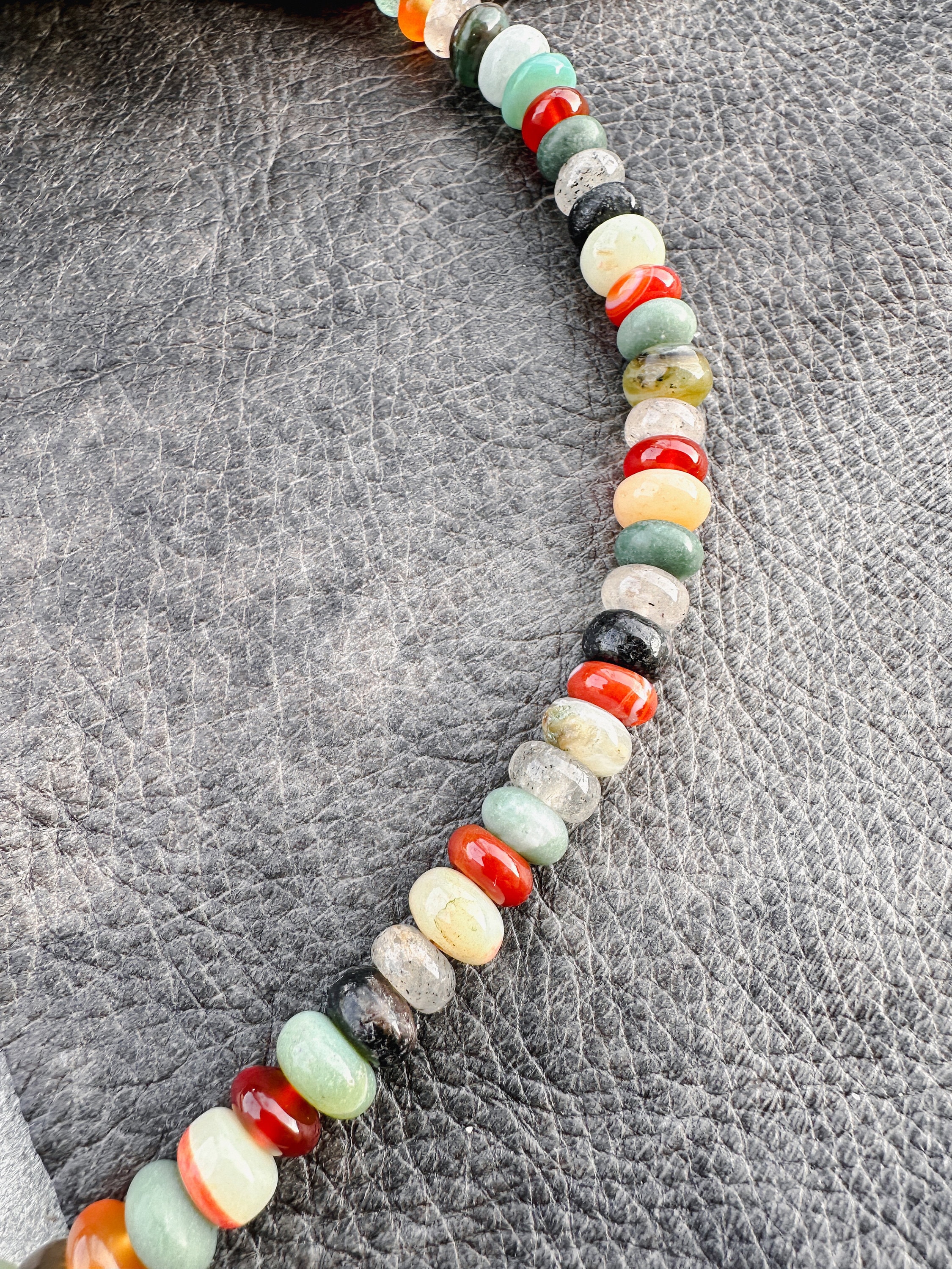 Earth Toned Candy Gemstone Necklace - Handmade Rondelle Beaded Jewelry - Thumbnail 5