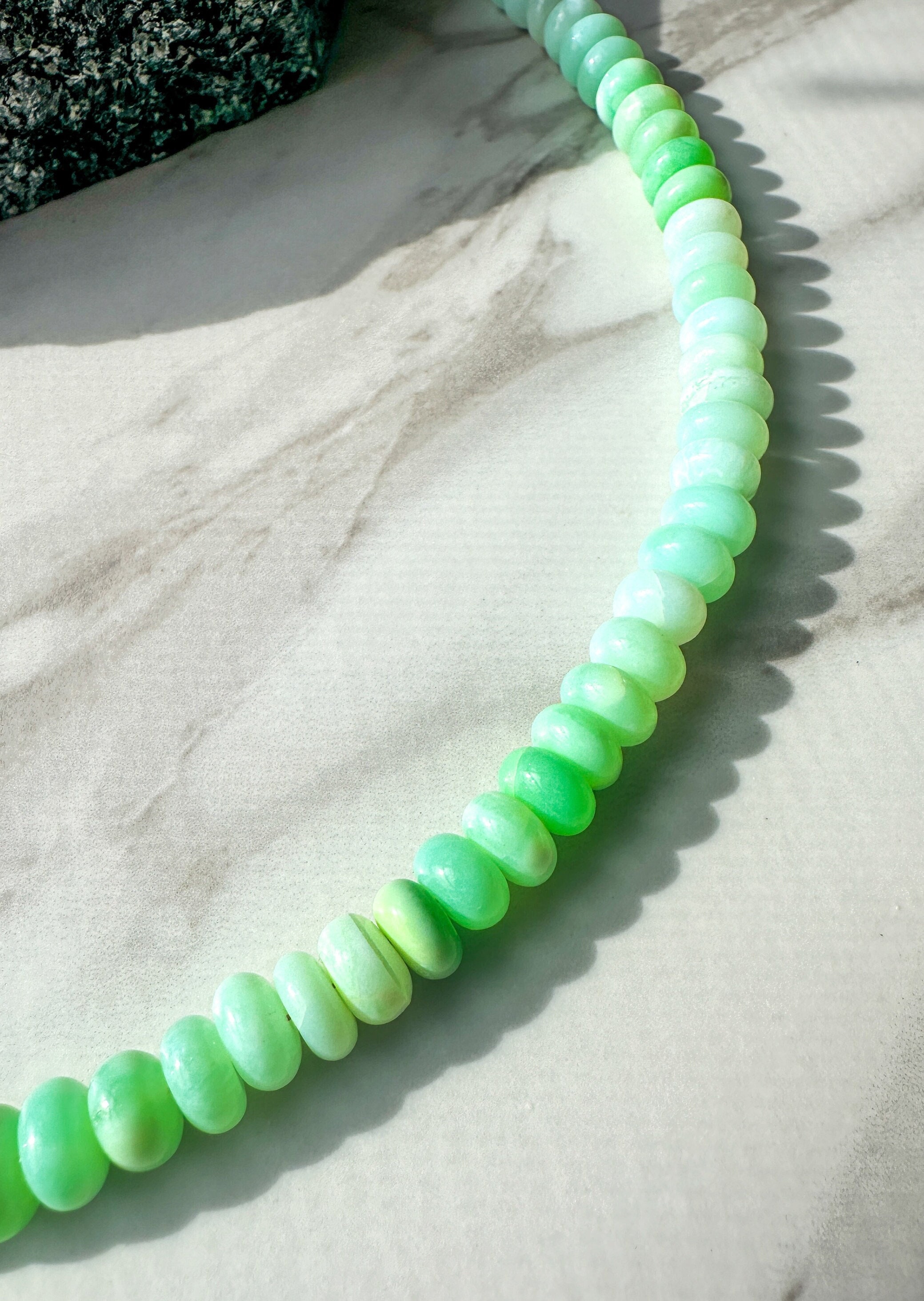 Shades of Green Opal Candy Necklace - Rondelle Pantone Gemstone Jewelry - Thumbnail 5