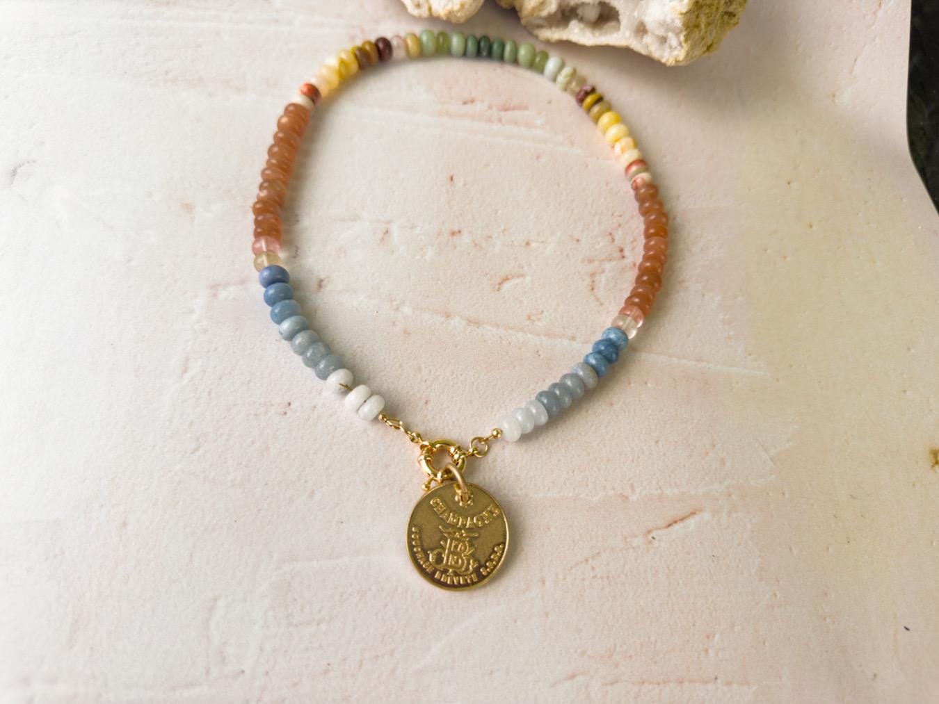Mojave Desert Opal Statement Necklace -  Earthtoned Gemstone Pendant Necklace - Thumbnail 6