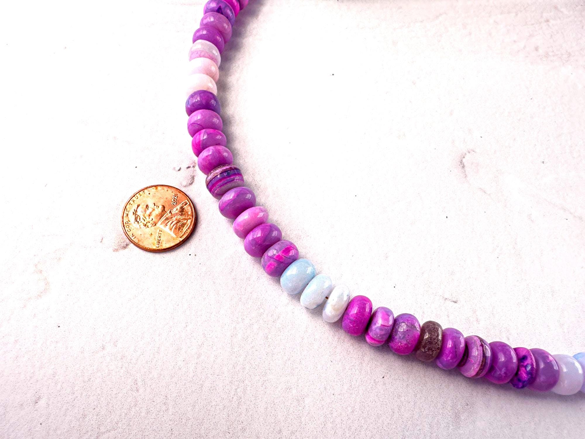 Rare Shades of Lavendar Opal Candy Necklace - The Perfect Gemstone Layer Statement Piece - Thumbnail 4