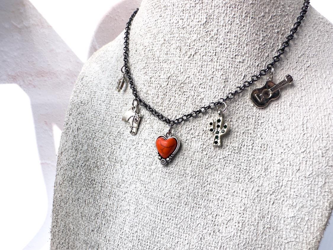 Fun Western Gemstones Charm Necklace - Gift for the Horselover - Thumbnail 6