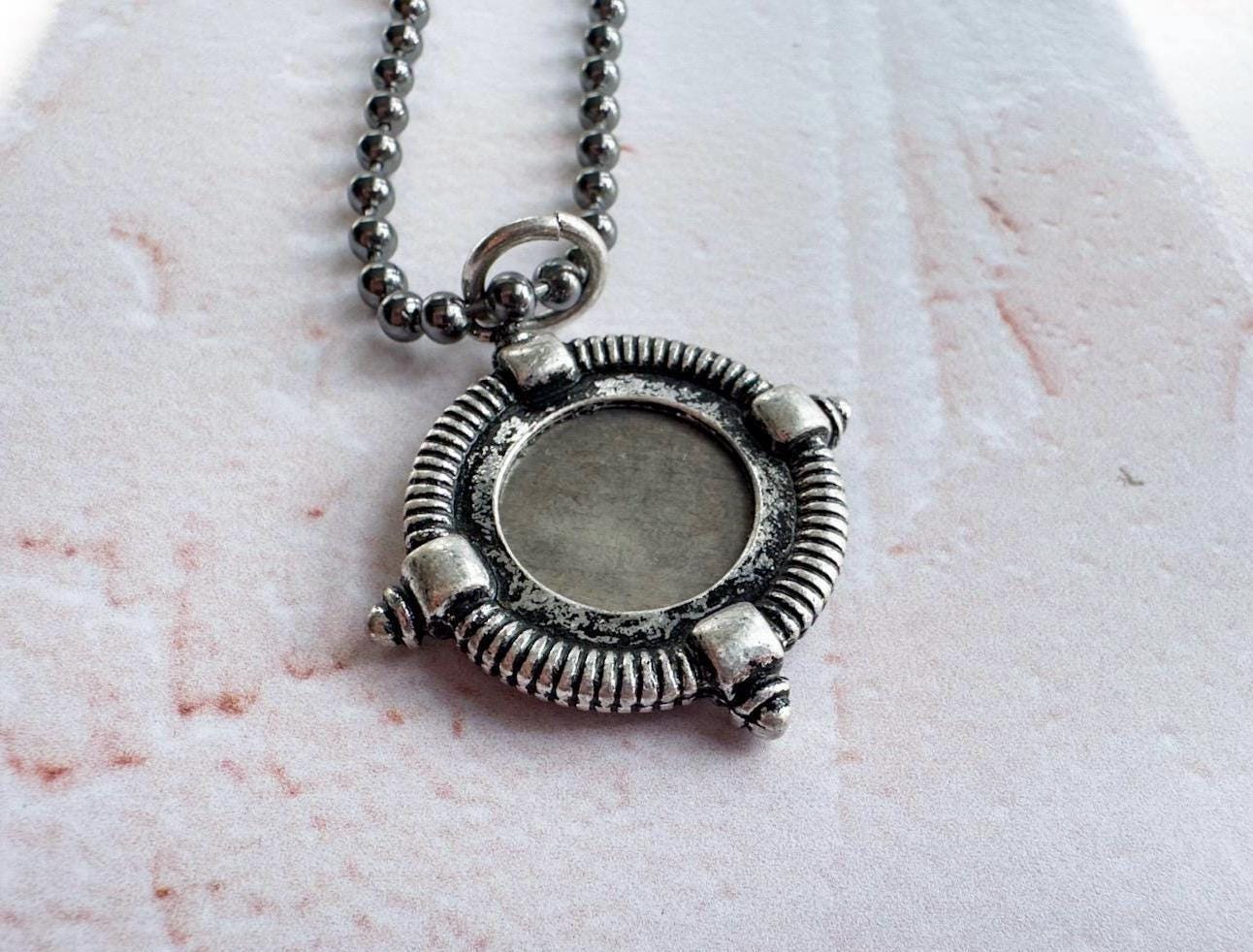 Vintage Inspired Elephant Coin Necklace in Weathered Silver - Gift for the Bohemian - Thumbnail 4