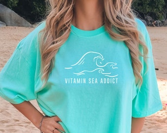 Comfort Colors Summer Shirt, Vacation T-shirt, Vitamin Sea Addict Shirt, Custom Summer Tee, Beach Shirt, Summer Vacay Shirt, Summer Bright