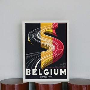 Belgian Grand Prix Circuit Art | Vintage F1 Spa Poster | Retro Racing Decor | Mid-Century Modern & Art Deco Influence | Digital Print