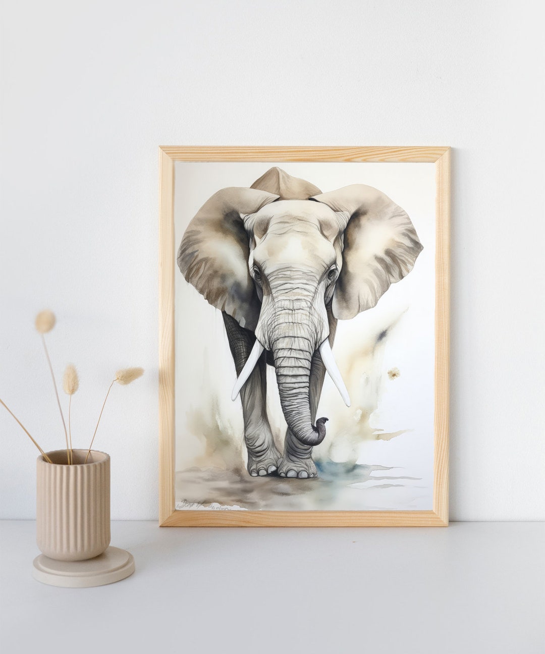 Elephant Wall Art Printable Animal Wall Art Elephant Water Etsy