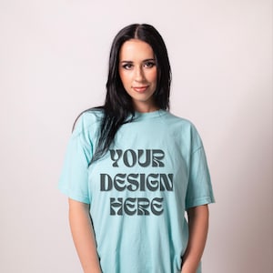 C1717 Chalky Mint Mockup | Comfort Colors Tshirt Mockup | Trendy C1717 Model Mockup | C1717 Blue Tshirt Mockup | Best Selling Mockups