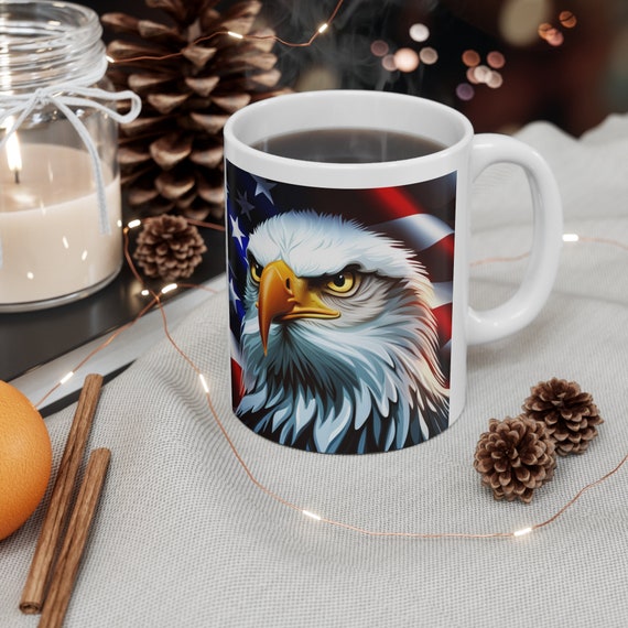 Bald Eagle Coffee Cup American Flag Patriotic Coffee Mug Proud American  Veteran Gift Ceramic Mug Love USA Love America Mug 11oz - Etsy