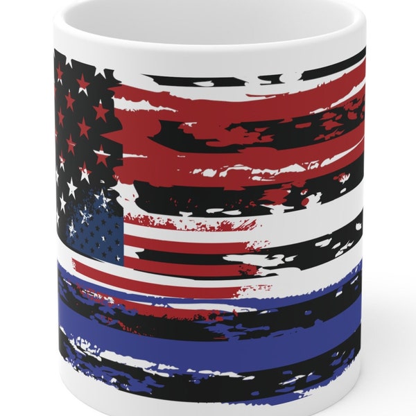 Awesome American Flag Coffee Mug USA Flag Coffee Cup Brushed Red White Blue Paint Ceramic Mug Patriotic Flag Mug 11oz