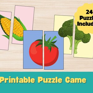Toddler Matching Puzzle Game Vegetables - Educational Prek Printable - Fun Learning Activity for Kids - Digital Download Homeschool