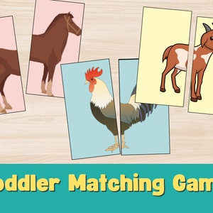 Toddler to Pre-K Farm Animal Matching Puzzle Game - Educational Printable - Fun Learning Activity for Kids - Instant Digital Download