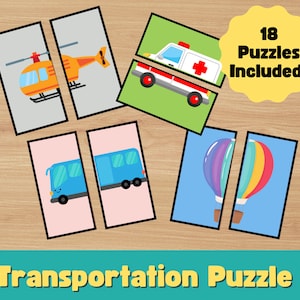Toddler to Pre-K Matching Puzzle Game Cars Trains Educational Printable - Fun Learning Activity for Kids Transportation Quiet Book
