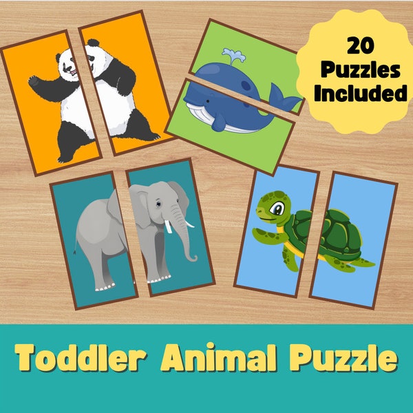 Toddler to Pre-K Animal Matching Puzzle Game - Educational Printable - Fun Learning Activity for Kids - Instant Digital Download