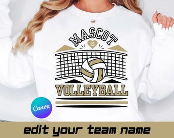 Plantilla de diseño de equipo de voleibol: Mascota SVG personalizable (descarga digital)