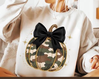 Citrouille scintillante camouflage PNG : Sublimation d'automne
